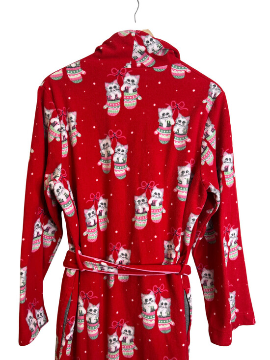 Nick & Nora Robe M/L Red Kittens in Mittens Cats Fleece Holiday Christmas - Picture 7 of 8